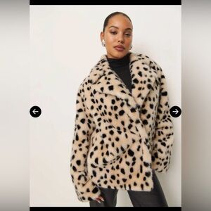 NWT Reformation DALMATION ELLIE FAUX FUR COAT Size S